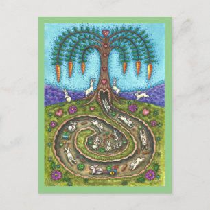 CARTE POSTALE EN BAS DU TROU DE RABBIT, CARROT WILLOT TREE FOLK 