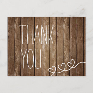 Carte postale en bois rustique de Merci