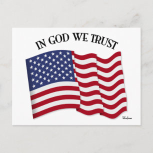 Carte Postale En Dieu nous faisons confiance au drapeau américai