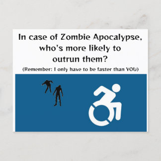 Carte Postale En fauteuil roulant se dégage en Zombie Apocalypse