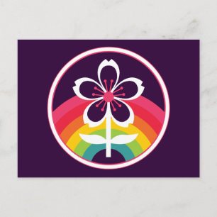 carte postale en fleurs de cerisier arc-en-ciel