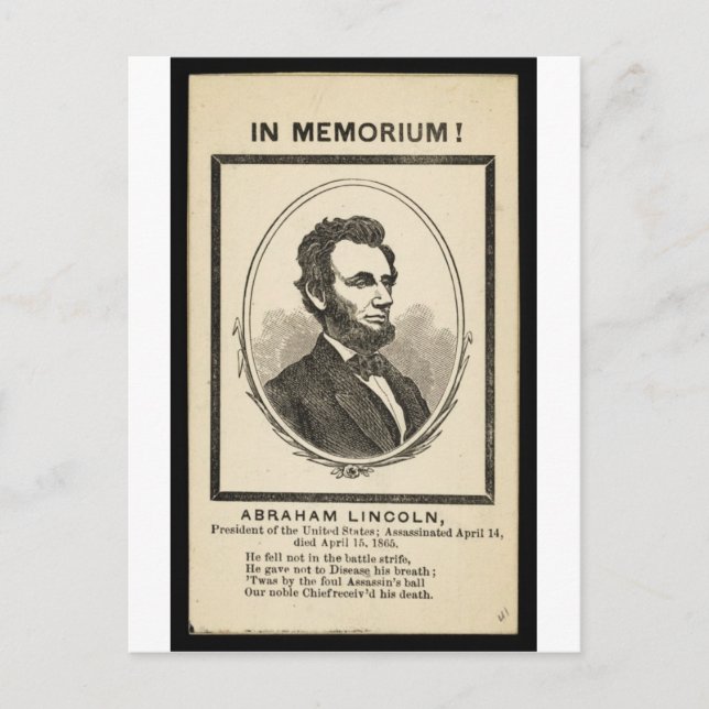 Carte Postale En mémoire ! Abraham Lincoln, président de l'Uni (Devant)