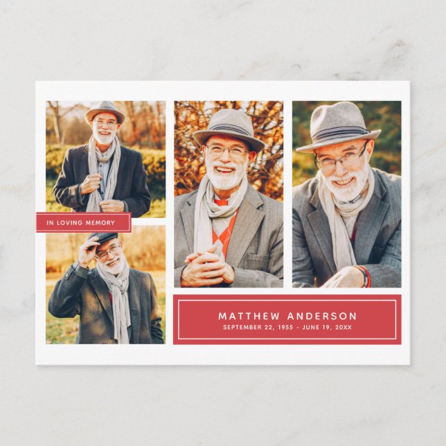 Carte Postale En Mémoire Amoureuse Couleur moderne Multi Photo (Devant)
