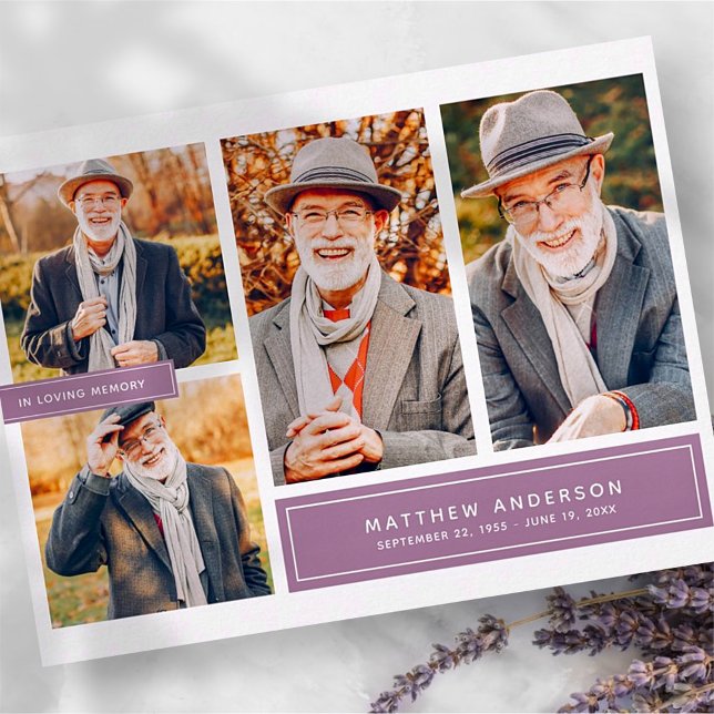 Carte Postale En Mémoire Amoureuse Couleur Moderne Multi Photo (Créateur téléchargé)