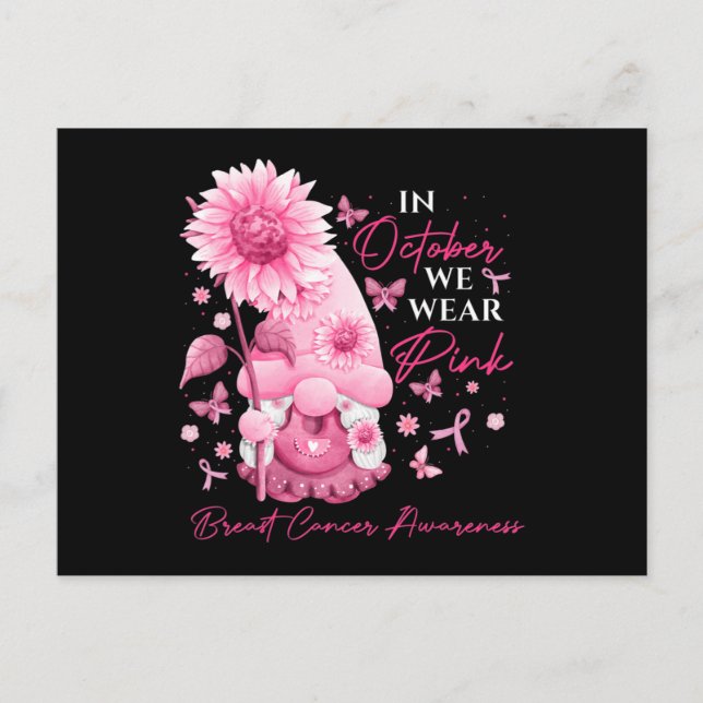 Carte Postale En Octobre Nous Portons Des Gnomes Rose Gnome Canc (Devant)