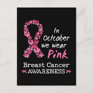 Carte Postale En Octobre nous portons rose Cancer du sein Sensib