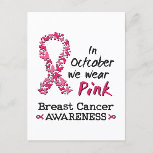 Carte Postale En Octobre nous portons rose Cancer du sein Sensib