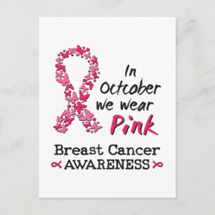 Carte Postale En Octobre nous portons rose Cancer du sein Sensib