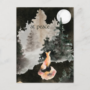 Carte Postale en paix ~ Fox et Pleine lune Woodland