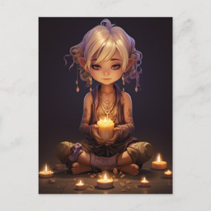 Carte Postale En Paix Plutôt Méditer Yoga Girl Purple Gold