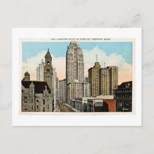 Carte Postale En regardant vers l'est sur Fort Street Detroit, M