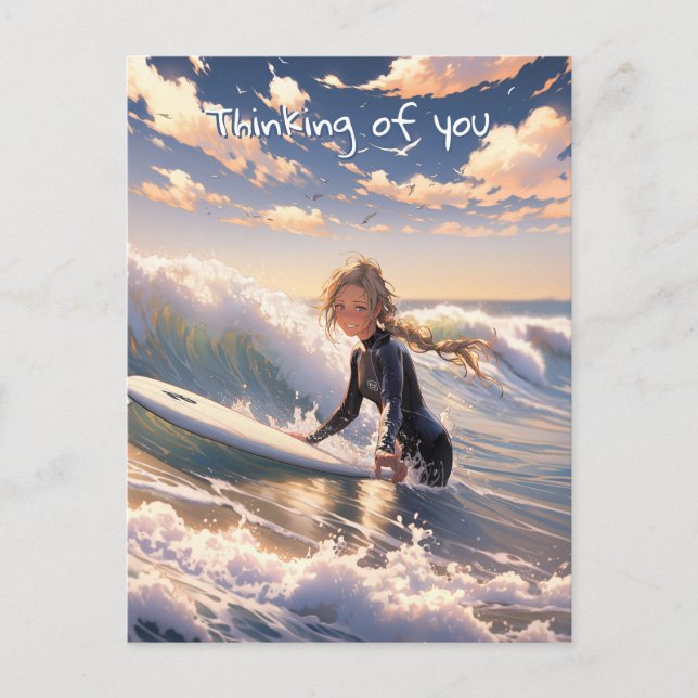 Carte Postale En route pour attraper une vague (Devant)