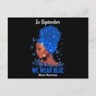 Carte Postale En Septembre Nous Portons Bleu Pour Ataxia Awarene