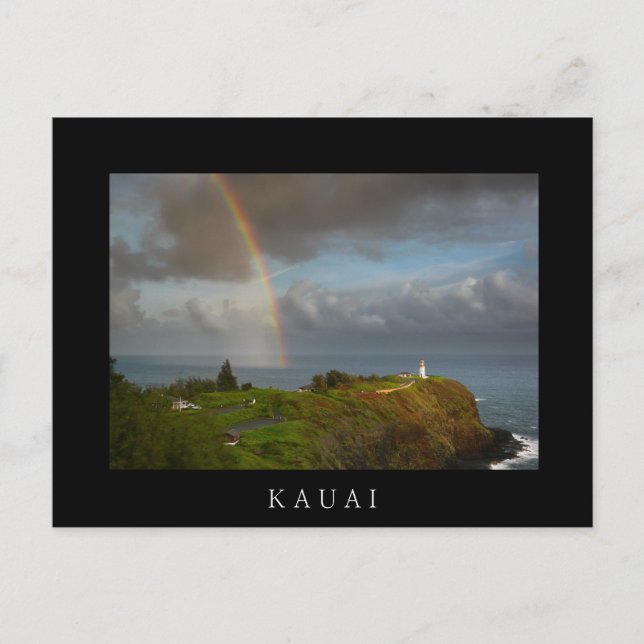 Carte postale en texte noir Rainbow et Kilauea Lig (Devant)