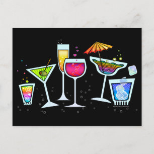CARTE POSTALE EN VERRE DE COCKTAIL