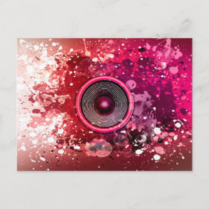 Carte Postale Enceinte musicale et éclaboussures de peinture