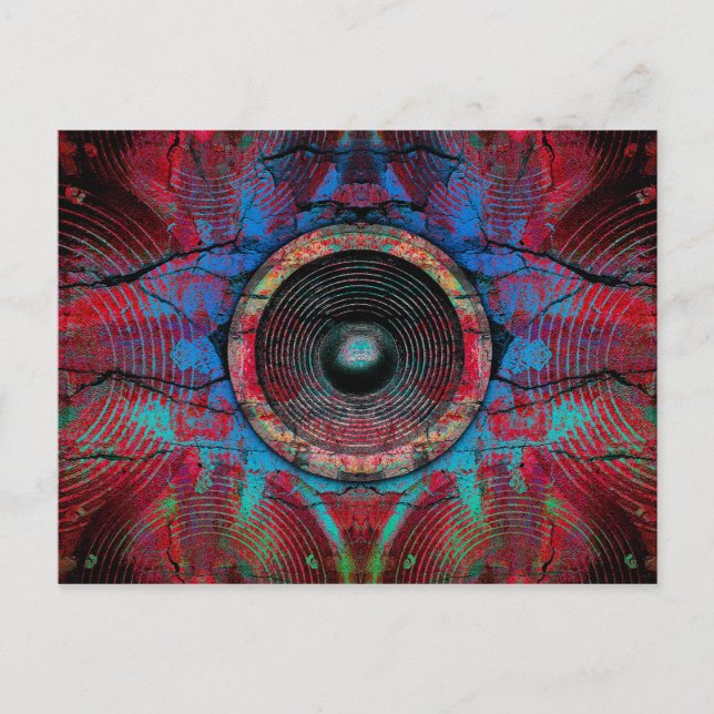 Carte Postale Enceintes musicales rouges (Devant)