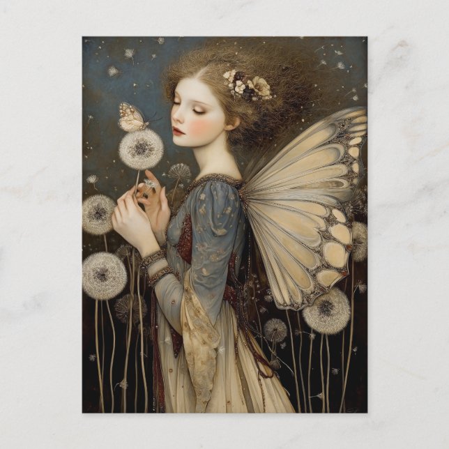 Carte Postale Enchanting Fantasy Fairy & Dandelion Magical Art  (Devant)