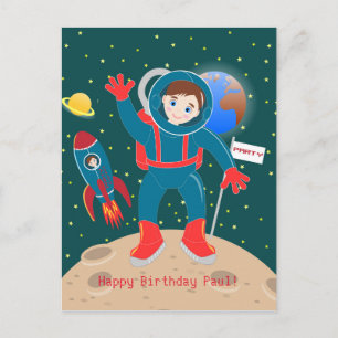 Carte Postale Enfant astronaute à la fête d'anniversaire de la l