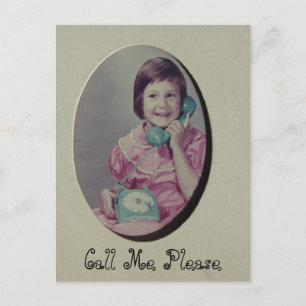 Carte Postale Enfant au téléphone, appelez-moi s'il vous plaît