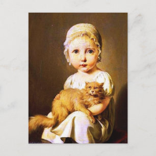 Carte Postale Enfant avec chat