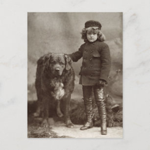 Carte Postale Enfant avec chien, C1885