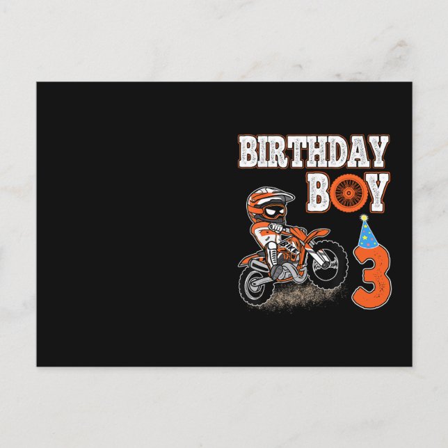 Carte Postale Enfant de 3 ans - Garçon d'anniversaire - Vélo tou (Devant)