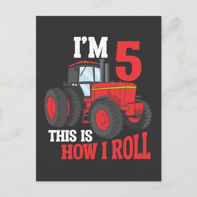 Carte Postale Enfant de 5 ans qui aime les tracteurs, garçon de  (Devant)
