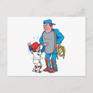 Carte Postale enfant de baseball se disputant avec l'arbitre