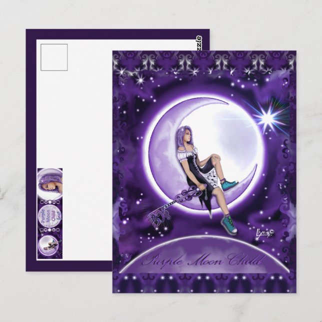 Carte Postale Enfant de Lune Violette (Devant / Derrière)