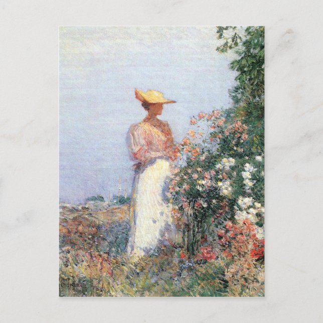 Carte Postale Enfant Hassam - Femme dans le jardin (Devant)