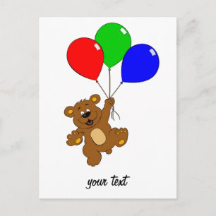 Carte postale enfant 'Ours avec ballons'