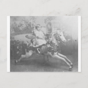 Carte Postale enfant sur cheval carrousel