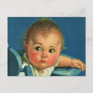 Carte Postale Enfant vintage, bébé mignon garçon ou fille en cha