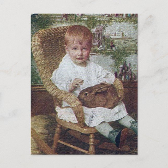 Carte Postale Enfant vintage et lapin (Devant)