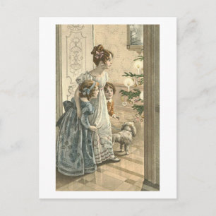 Carte Postale Enfants, Chien Regardant L'Arbre