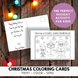 Carte Postale Enfants Colorez votre propre Holly Jolly Noël