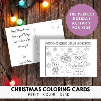 Carte Postale Enfants Colorez votre propre Holly Jolly Noël