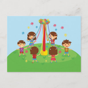 Carte Postale Enfants dansant autour de Maypole