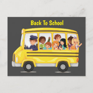 Carte Postale Enfants de bus scolaire