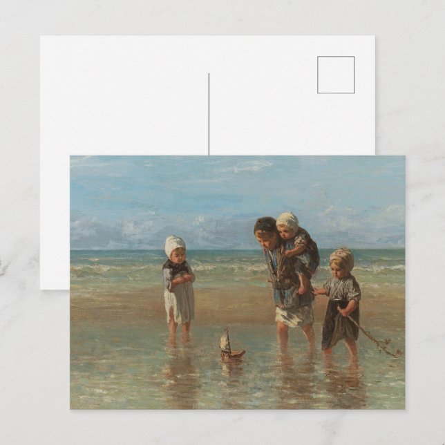 Carte Postale Enfants de la mer, Jozef Israels (Devant / Derrière)