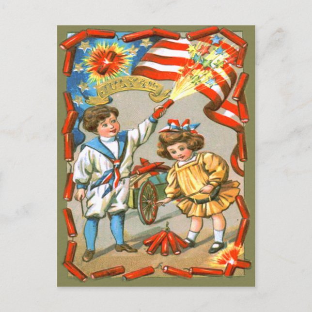 Carte Postale Enfants - Drapeau Fireworks (Devant)