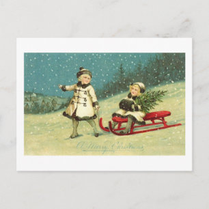 Carte Postale Enfants en hiver