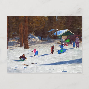 Carte Postale Enfants en neige