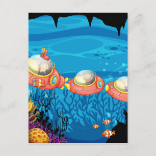 Carte Postale Enfants faisant du sous-marin