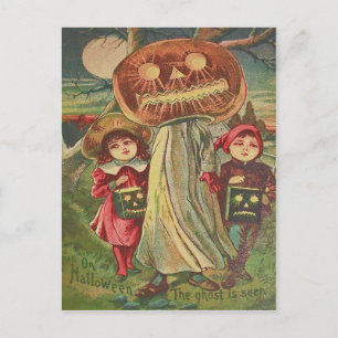 Carte Postale Enfants Fantôme Jack O'Lantern Citrouille