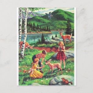 Carte Postale Enfants Fleuris