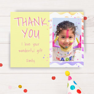 Carte Postale Enfants Jaunes Photo Girl Anniversaire Merci