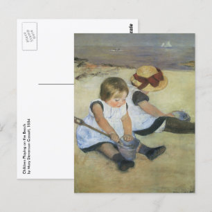 Carte Postale Enfants Jouant sur la Plage de Mary Cassatt