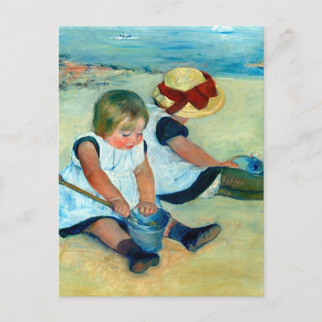 Carte Postale Enfants jouant sur la plage par Mary Cassatt (Devant)